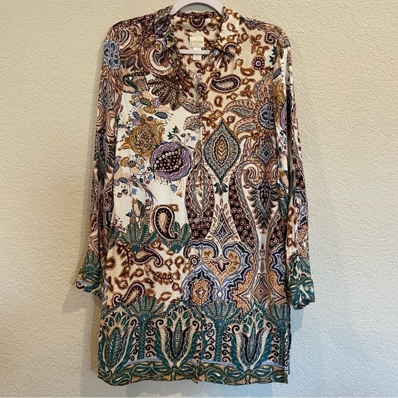 Chico's Multicolor Paisley Button Down Shirt - Picture 4 of 7